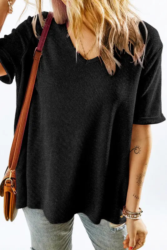 Gray high low cuffed tee - tops