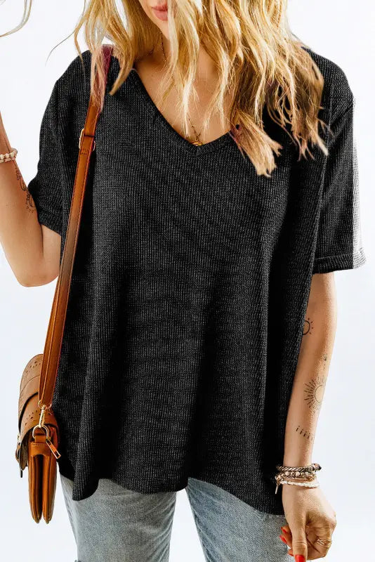 Gray high low cuffed tee - tops