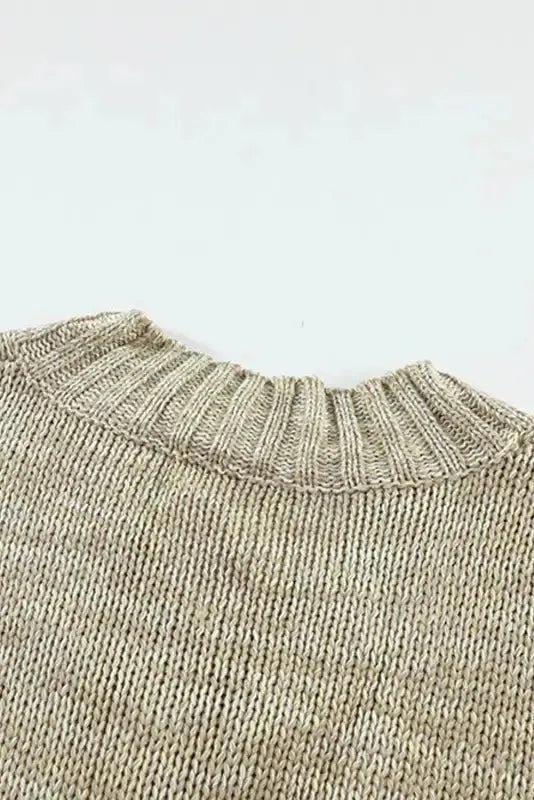 Gray Knit Loose Sweater - Fashionfitz