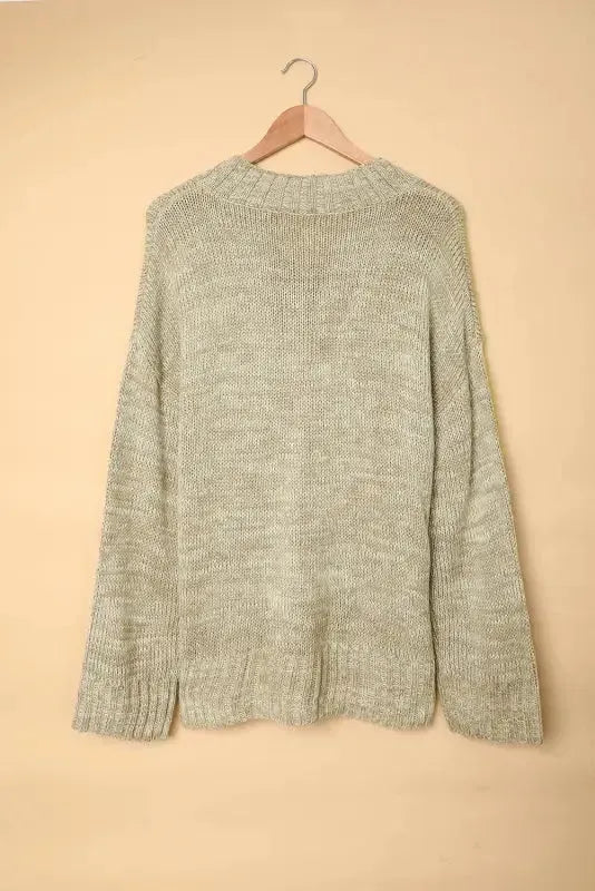 Gray Knit Loose Sweater - Fashionfitz
