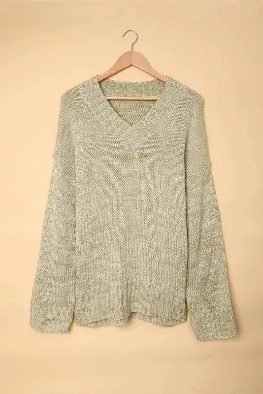 Gray Knit Loose Sweater - Fashionfitz
