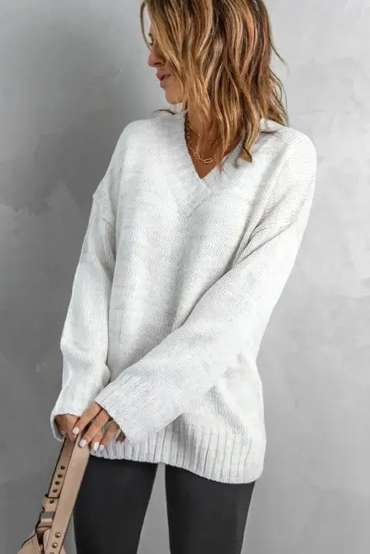 Gray Knit Loose Sweater - Fashionfitz