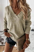 Gray Knit Loose Sweater - Fashionfitz