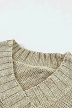 Gray Knit Loose Sweater - Fashionfitz