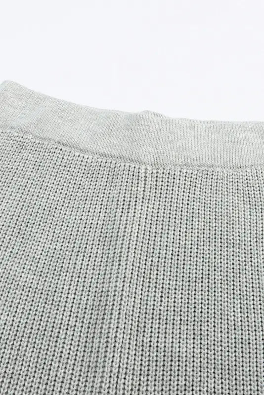 Gray knitted v neck sweater and casual pants set - loungewear