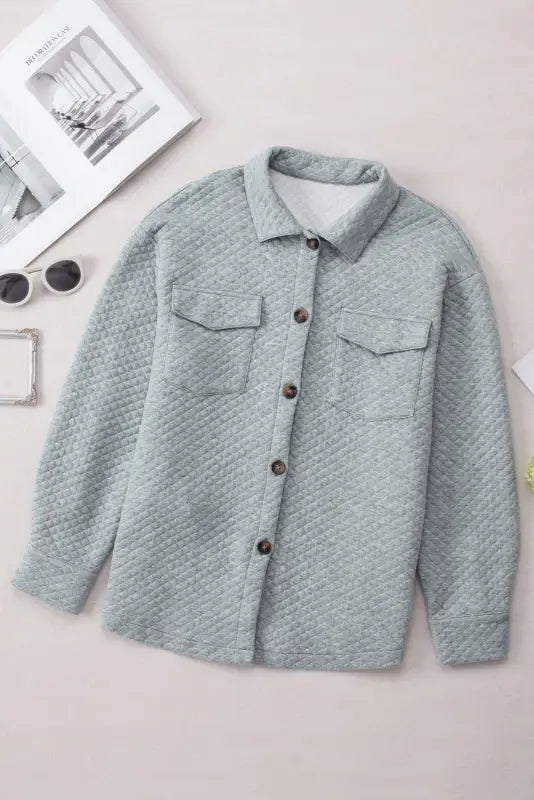 Jackets gray lattice texture retro flap pocket button