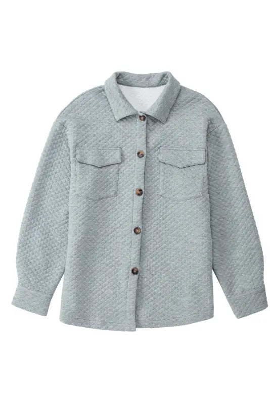 Jackets gray lattice texture retro flap pocket button