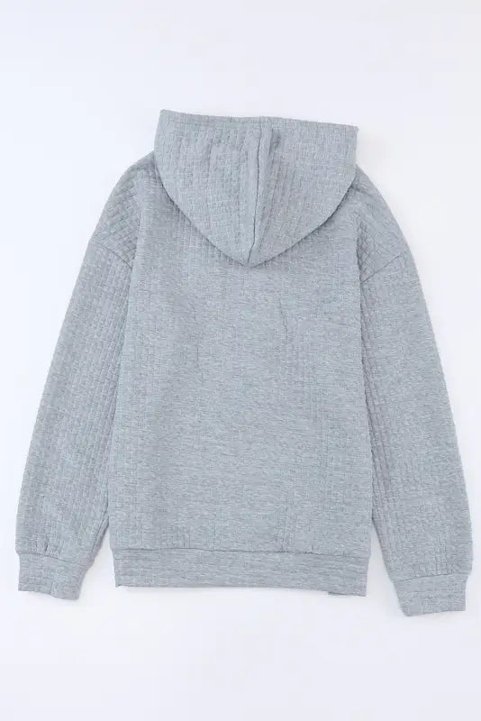 Gray lattice textured hoodie - tops