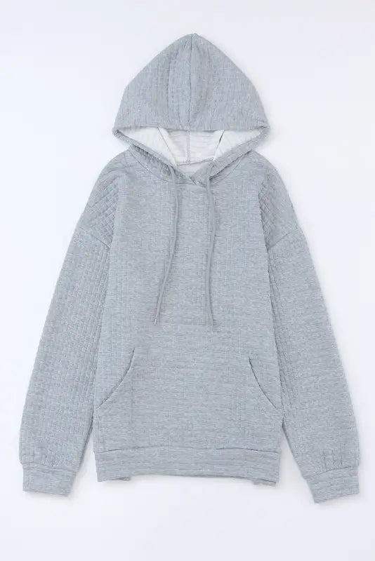 Gray lattice textured hoodie - tops