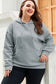 Gray lattice textured hoodie - 1x / 95% polyester + 5% elastane - tops