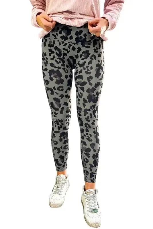 Gray Leopard Active Leggings - Fashionfitz
