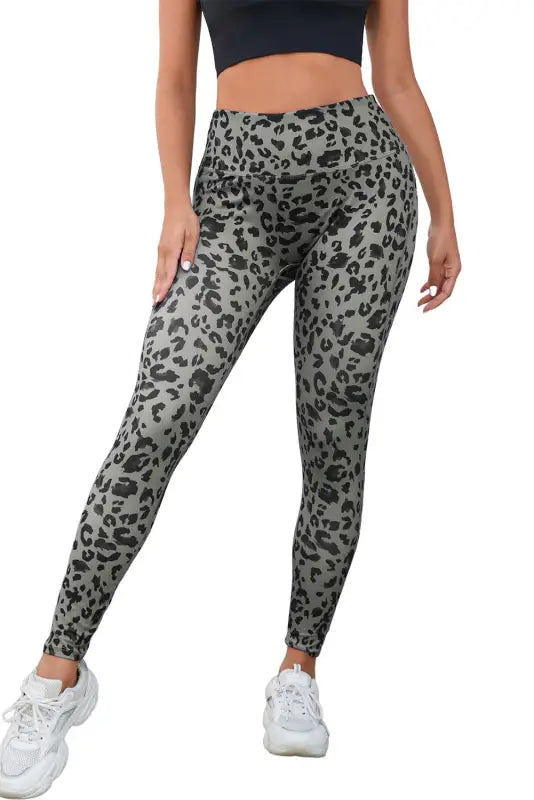 Gray leopard active leggings