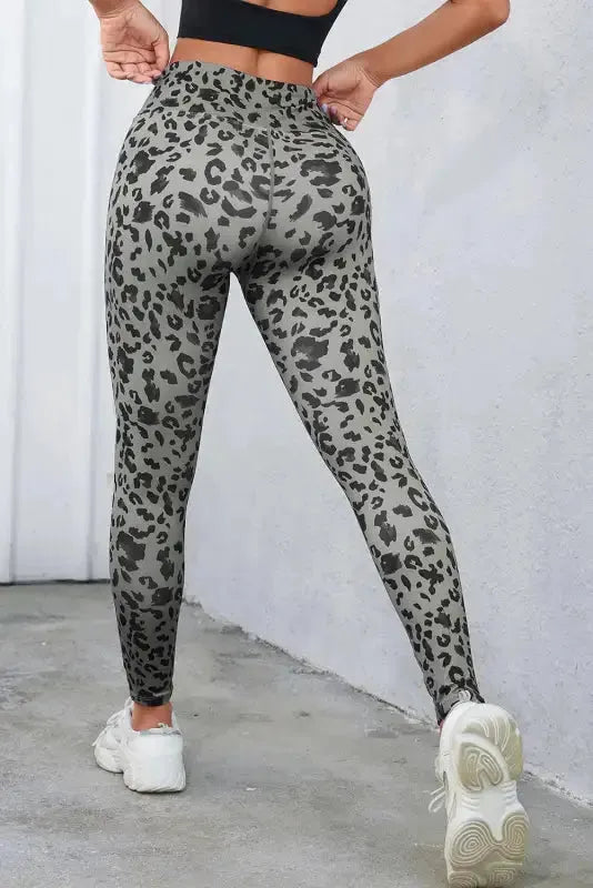 Gray Leopard Active Leggings - Fashionfitz