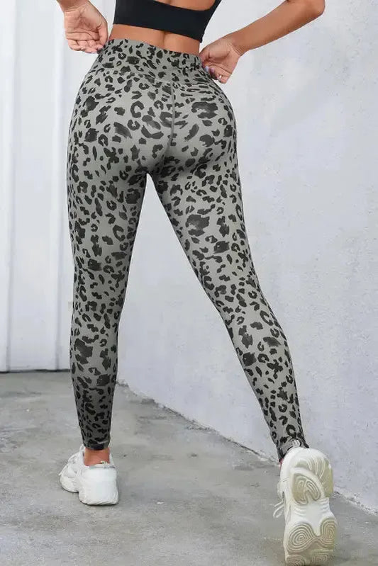 Gray Leopard Active Leggings - Fashionfitz