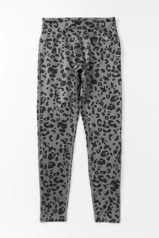 Gray leopard active leggings