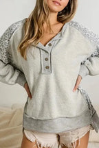 Gray Leopard Patchwork Sweatshirt - Fashionfitz