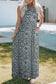 Gray leopard print pocketed sleeveless maxi dress - dresses