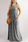 Gray leopard print pocketed sleeveless maxi dress - dresses