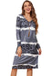 Gray leopard tie dye long sleeve shift dress - dresses