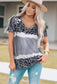 Gray leopard tie dye long sleeve shift dress - dresses