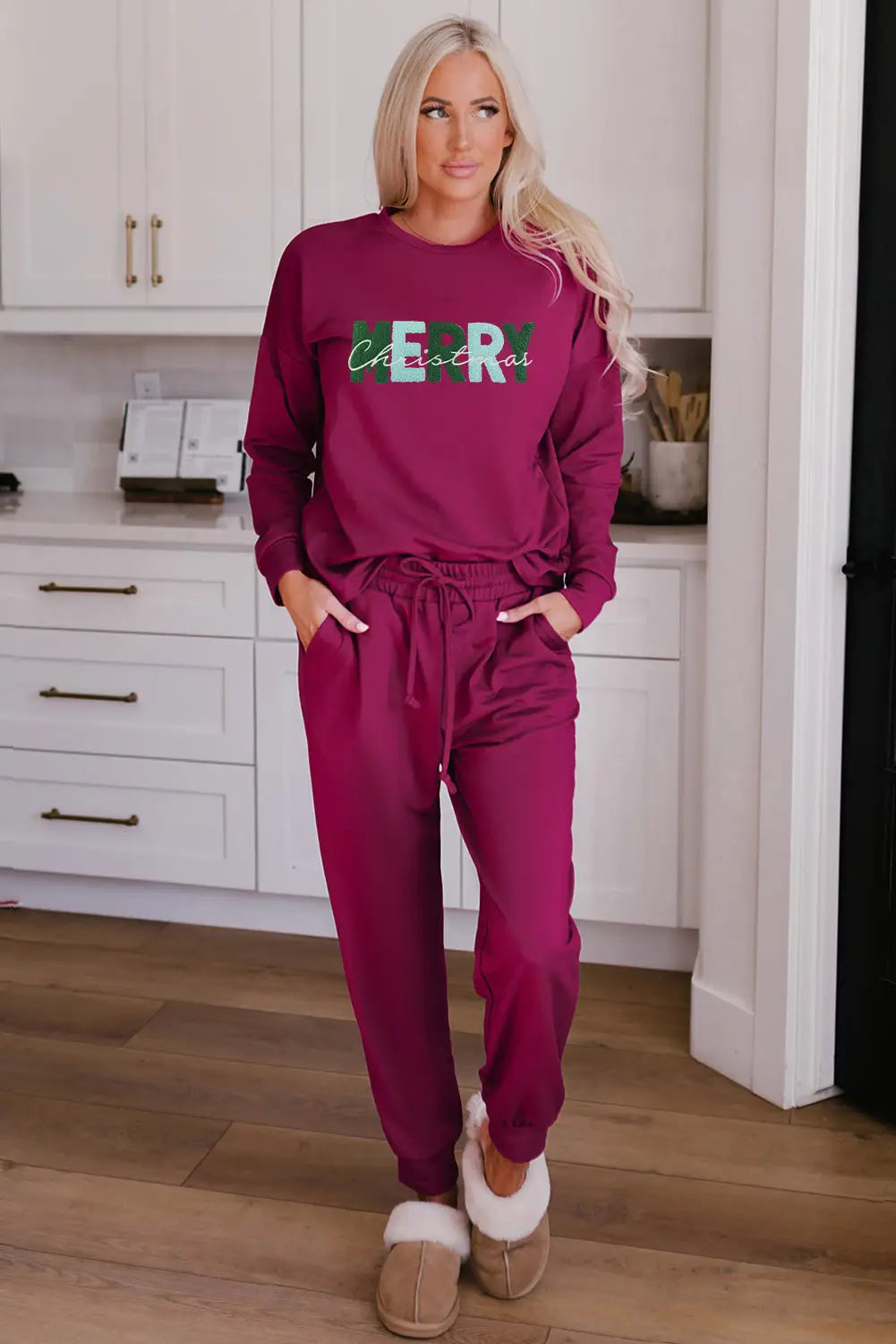 Gray long sleeve pullover and jogger pants lounge set - loungewear
