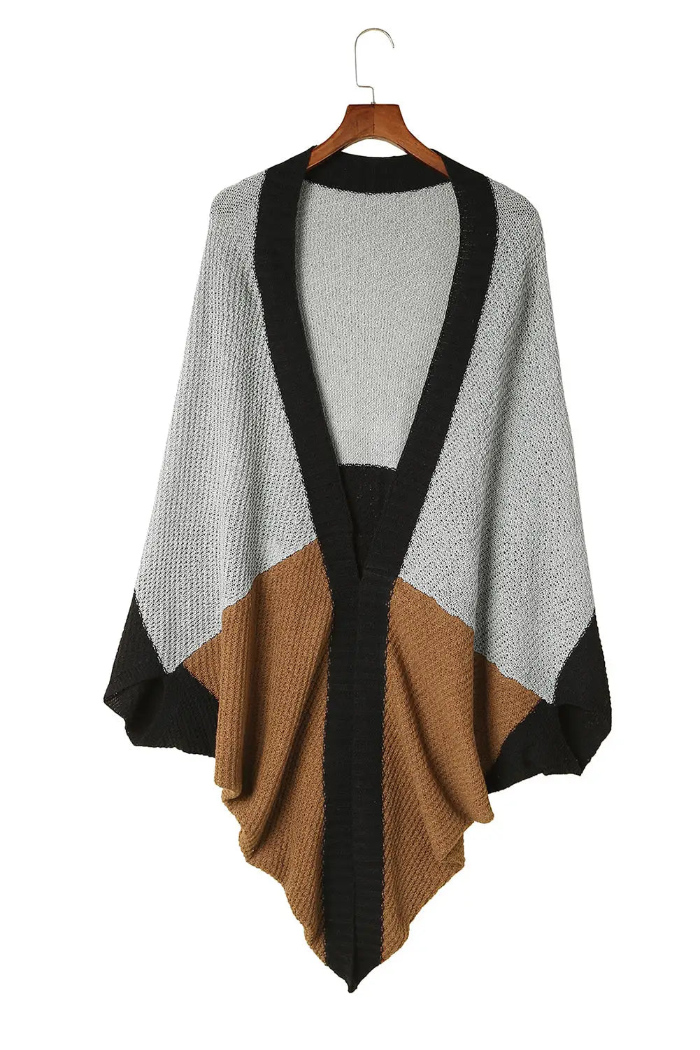 Gray neutral colorblock drapey cardigan - one size / 100% polyester - tops
