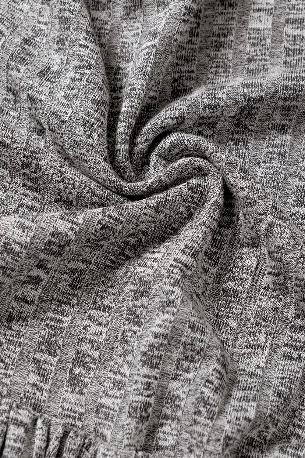 Gray pinstriped textured ruffled a-line midi dress - dresses
