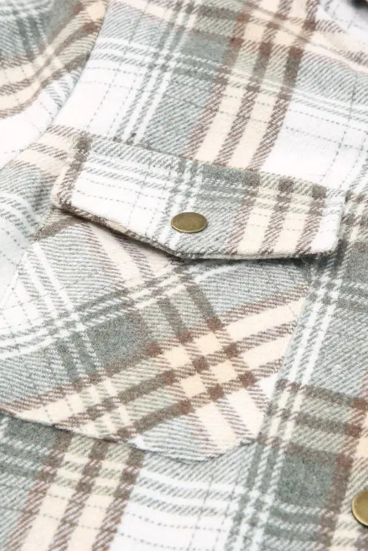 Gray plaid sherpa lined hooded shacket - shackets