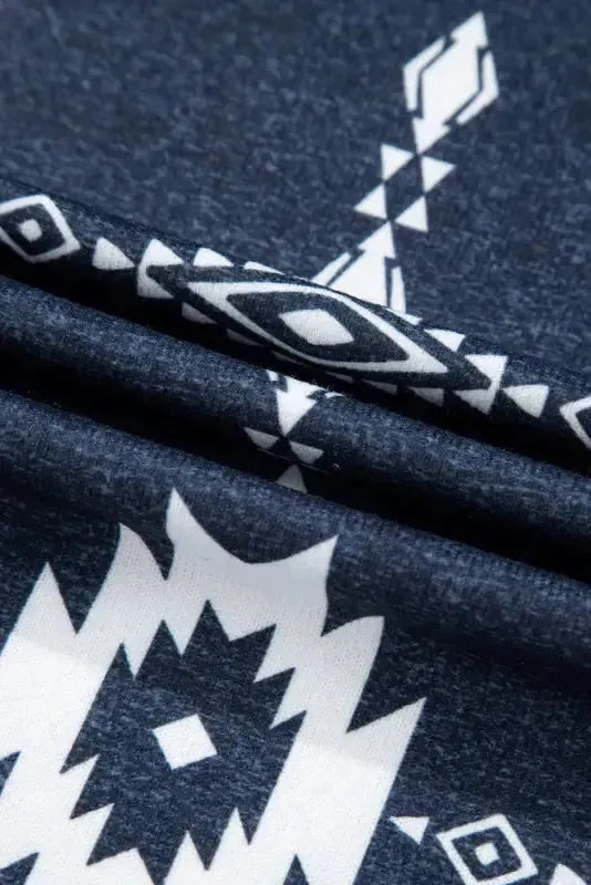 Gray Plus Size Aztec Print Exposed Seam Top - Fashionfitz