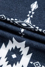 Gray Plus Size Aztec Print Exposed Seam Top - Fashionfitz