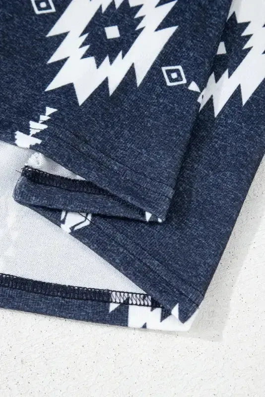 Gray Plus Size Aztec Print Exposed Seam Top - Fashionfitz