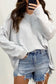 Gray pocketed oversized drop sleeve top - long tops