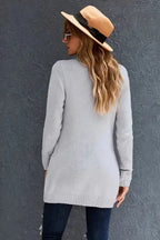 Gray Pockets Buttons Cardigan - Fashionfitz