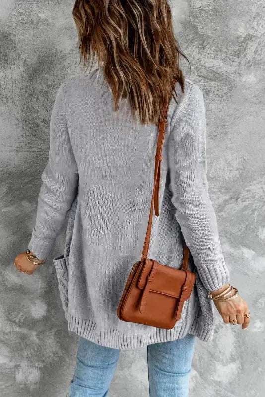 Gray Pockets Buttons Cardigan - Fashionfitz