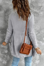 Gray Pockets Buttons Cardigan - Fashionfitz