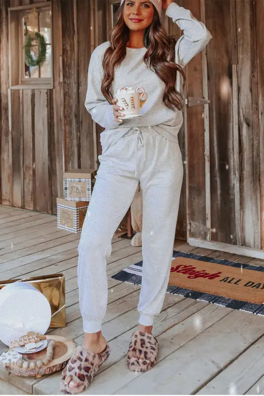 Gray pullover and jogger pants set - loungewear