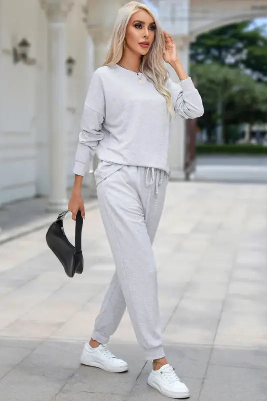 Gray pullover and jogger pants set - loungewear