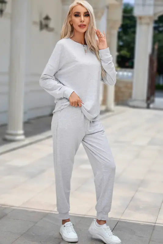 Gray pullover and jogger pants set - loungewear