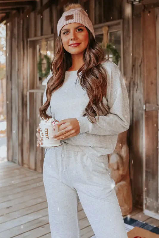 Gray pullover and jogger pants set - loungewear