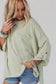 Gray ribbed roll-tab sleeve chest pocket oversize top - long tops