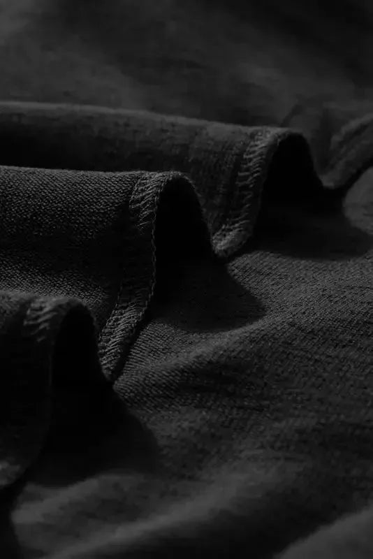 Gray Ribbed Splicing Sleeve Round Neck T-shirt - Fashionfitz