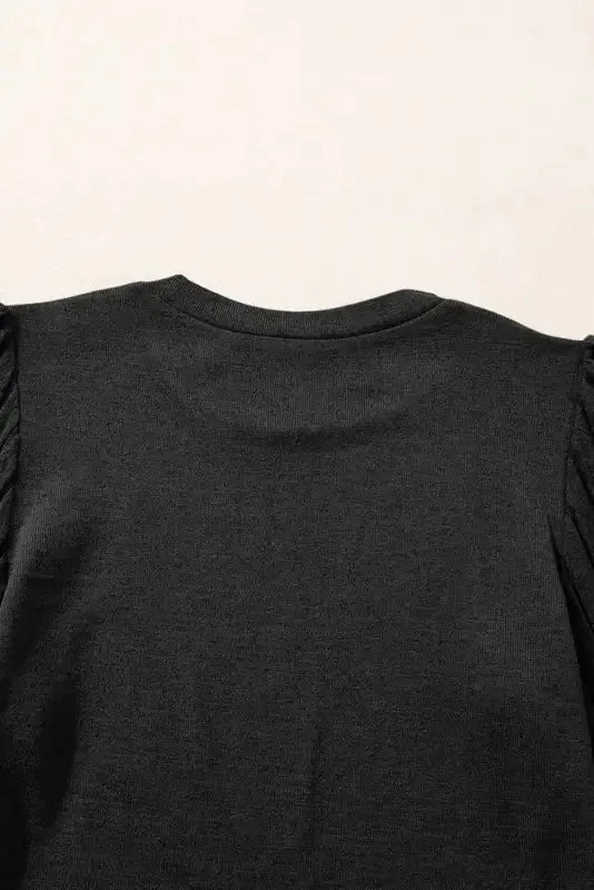 Gray Ribbed Splicing Sleeve Round Neck T-shirt - Fashionfitz
