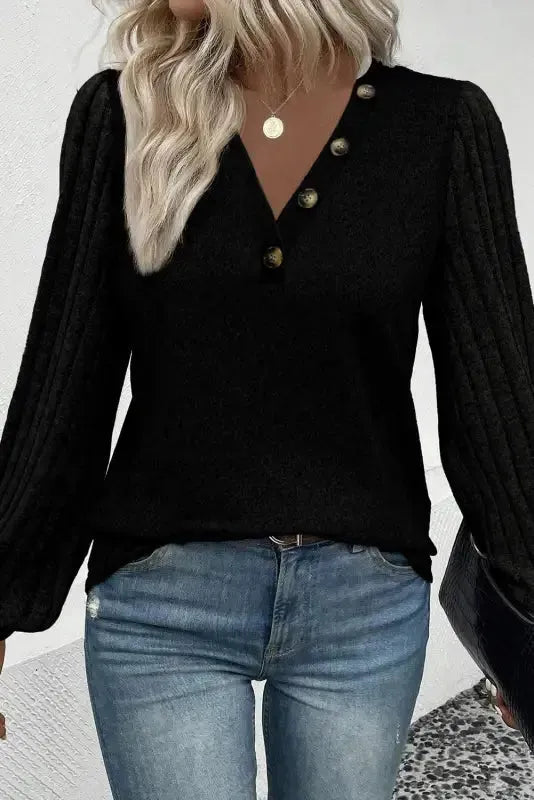 Gray Ribbed Splicing Sleeve Round Neck T-shirt - Fashionfitz
