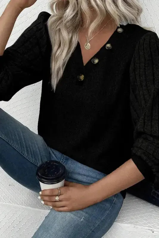 Gray Ribbed Splicing Sleeve Round Neck T-shirt - Fashionfitz