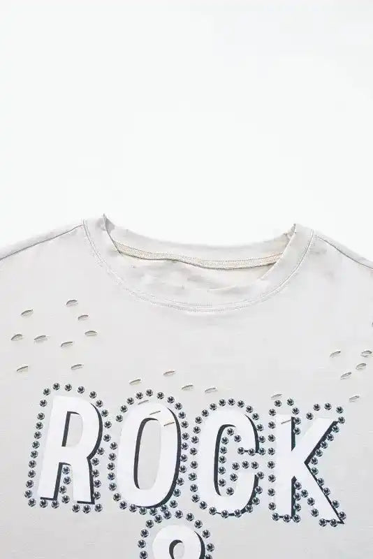 Gray Rock & Roll Graphic Distressed Vintage Tee - Fashionfitz