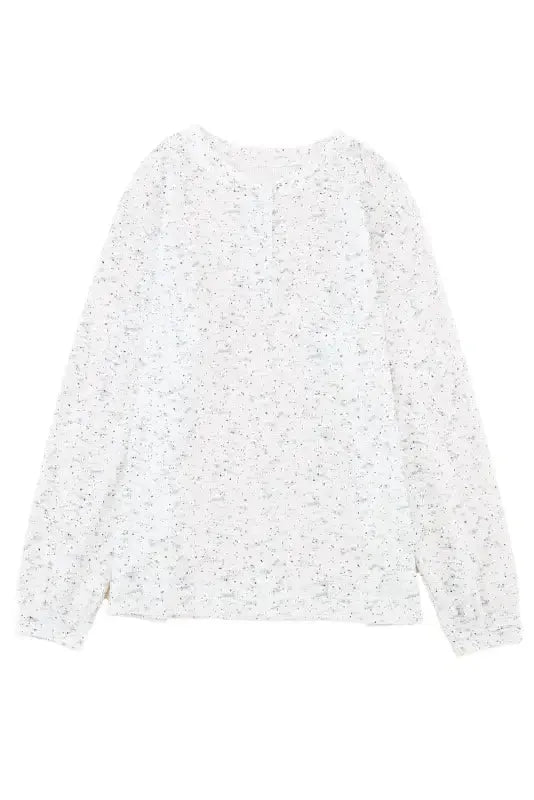 Gray Slouchy Heather Rib Knit Long Sleeve Henley Top - Fashionfitz