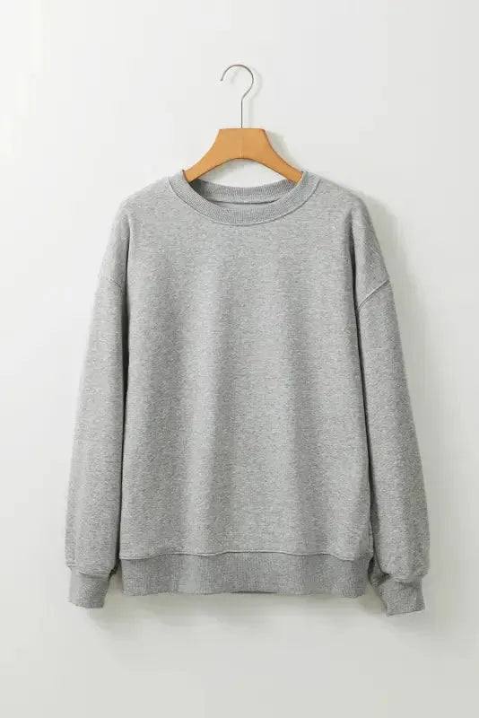 Gray Solid Classic Crewneck Pullover Sweatshirt - Fashionfitz