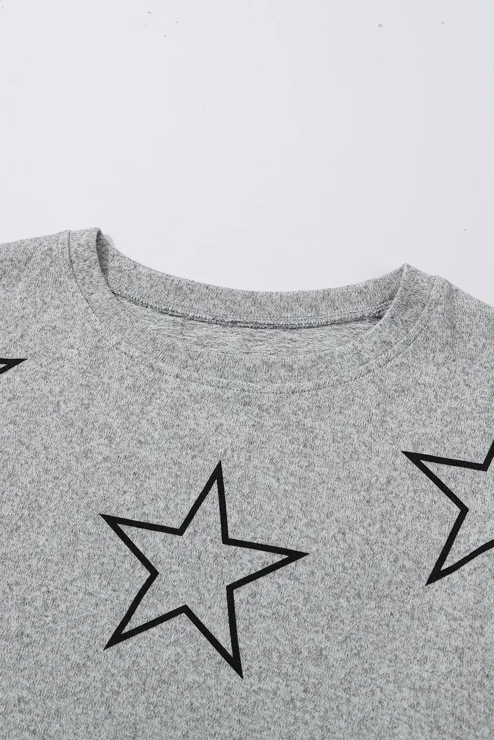 Gray stars print long sleeve drawstring high waist lounge set - loungewear