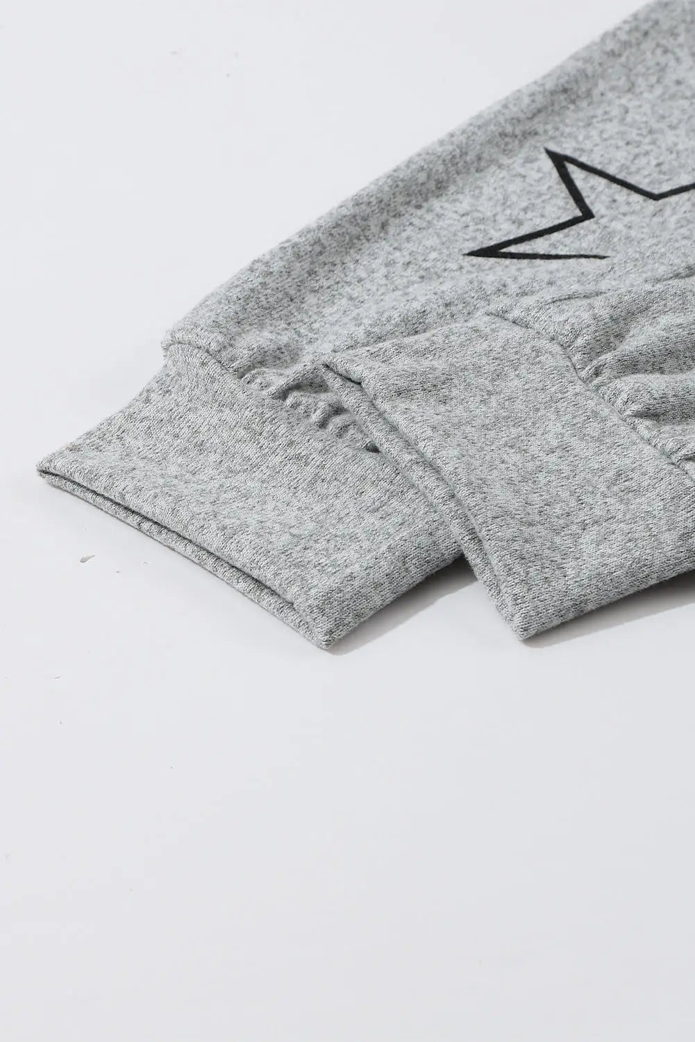 Gray stars print long sleeve drawstring high waist lounge set - loungewear