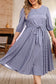 Gray striped tie waist plus size dress